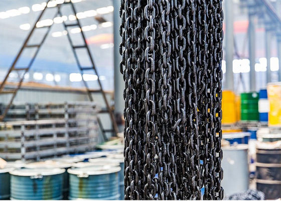 EN818-2 G80 โซ่ยกสมอโลหะผสมเหล็กโซ่ยกออกซิเดชั่นสีดำ